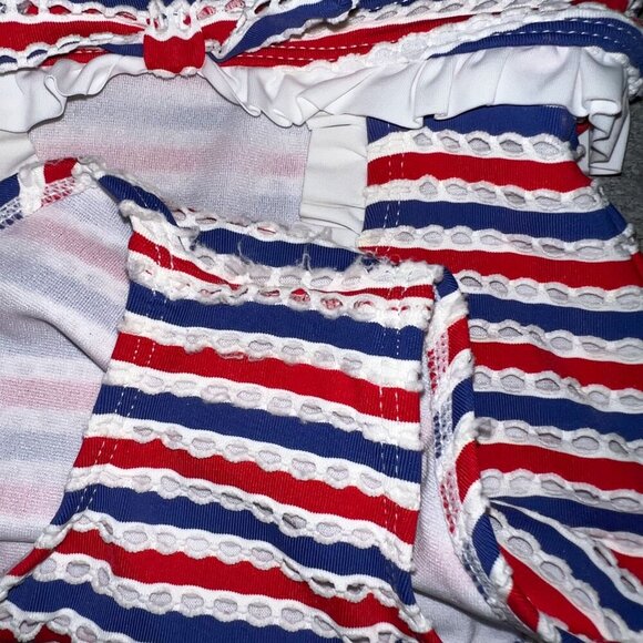 Janie and Jack Girl's One-Piece Swim Suit Red, White, & Blue Stripes Size 12-18M - Picture 4 of 7